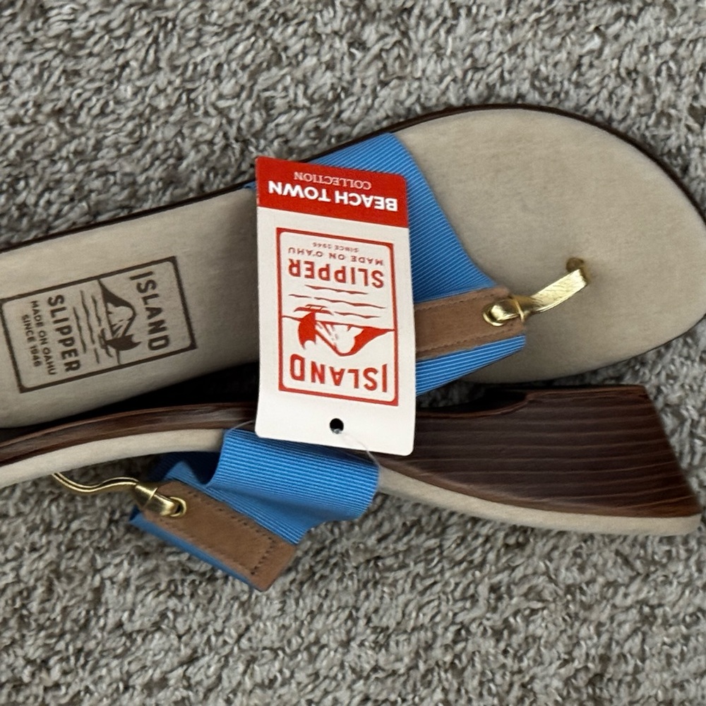 Island Slipper Women's Blue and Brown Sandals